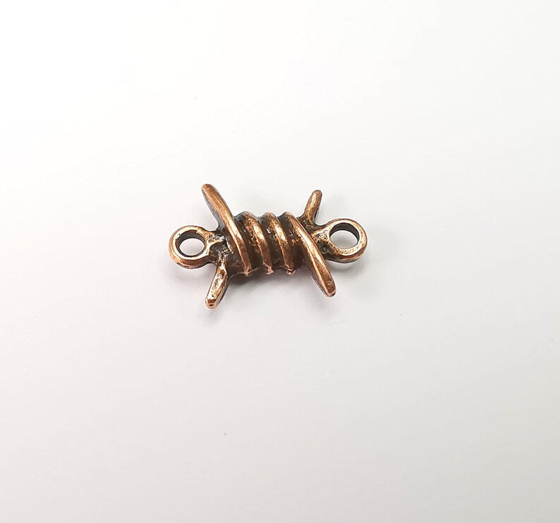 5 Barbed wire Charms Connector, Antique Copper Plated Earring Charms, Bracelet Charms (19x13mm) G33516