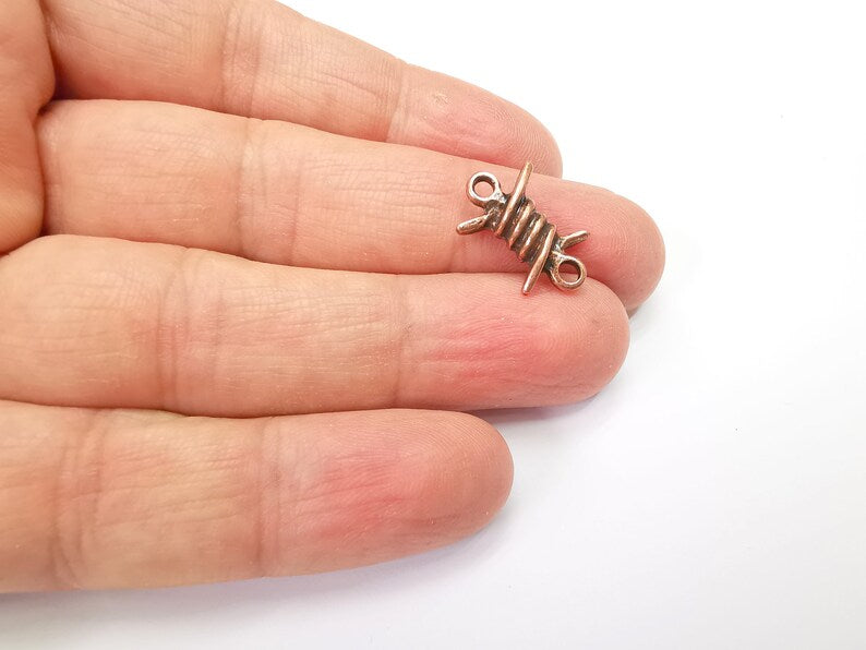 5 Barbed wire Charms Connector, Antique Copper Plated Earring Charms, Bracelet Charms (19x13mm) G33516