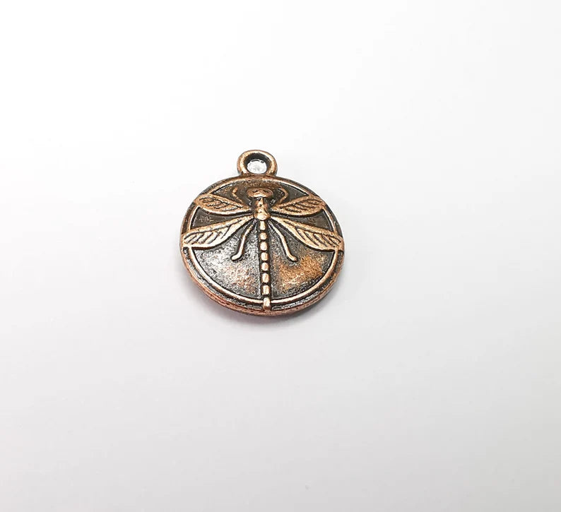 5 Dragonfly Charms Antique Copper Plated Charm (17x14mm) G33520