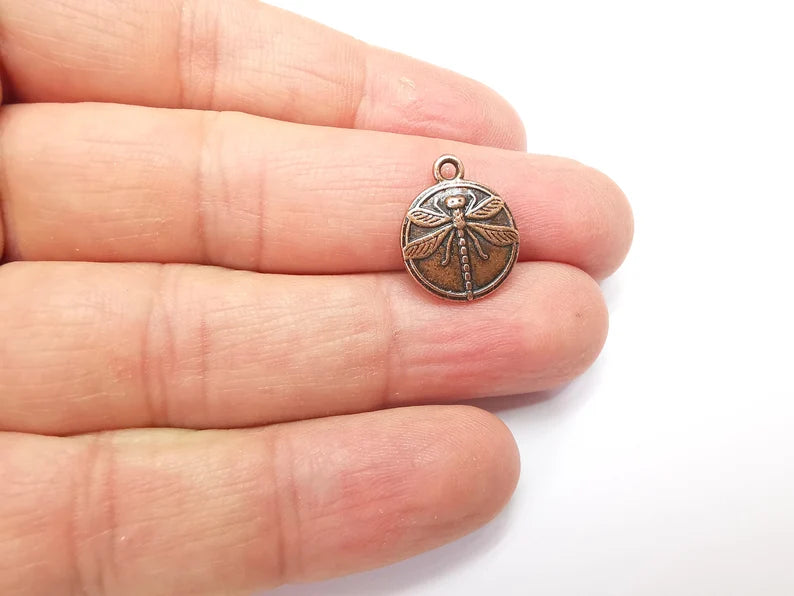 5 Dragonfly Charms Antique Copper Plated Charm (17x14mm) G33520