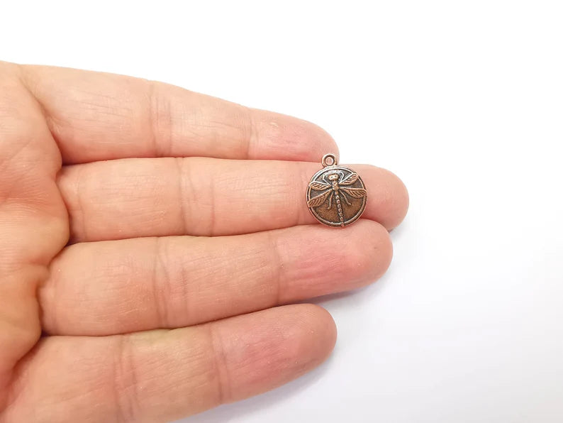 5 Dragonfly Charms Antique Copper Plated Charm (17x14mm) G33520