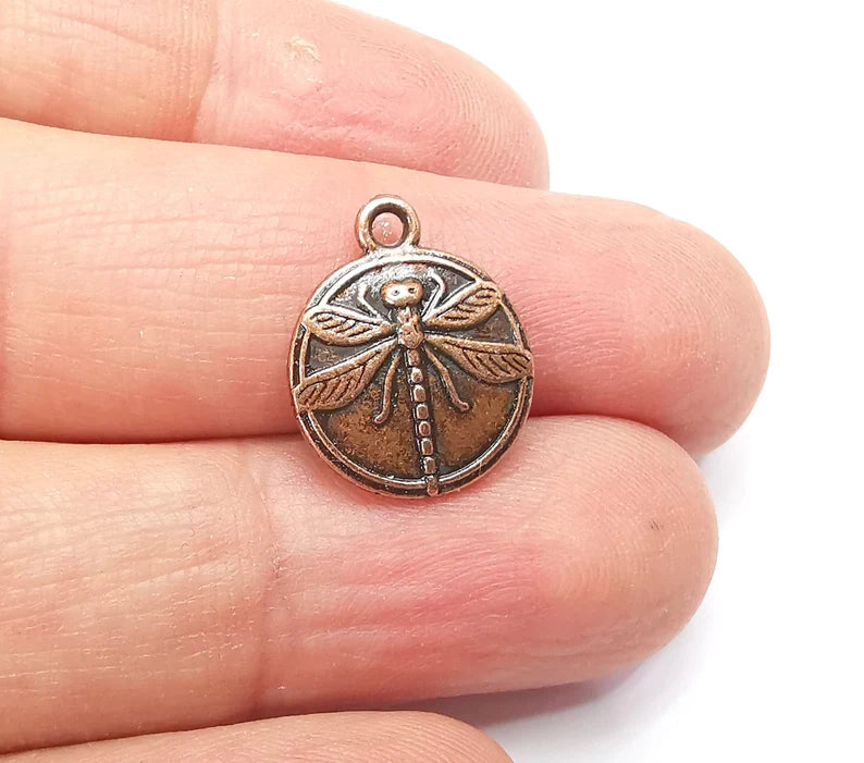5 Dragonfly Charms Antique Copper Plated Charm (17x14mm) G33520