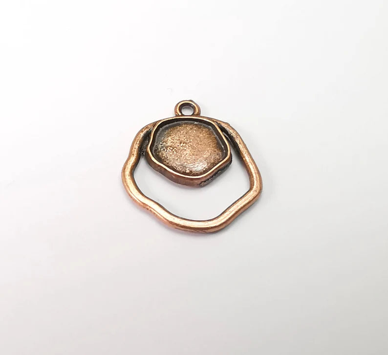 2 Copper Charms Blank Resin Bezel Mounting Cabochon Base Setting Antique Copper Plated Charms (10mm Blank) G33521