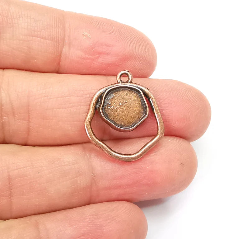 2 Copper Charms Blank Resin Bezel Mounting Cabochon Base Setting Antique Copper Plated Charms (10mm Blank) G33521