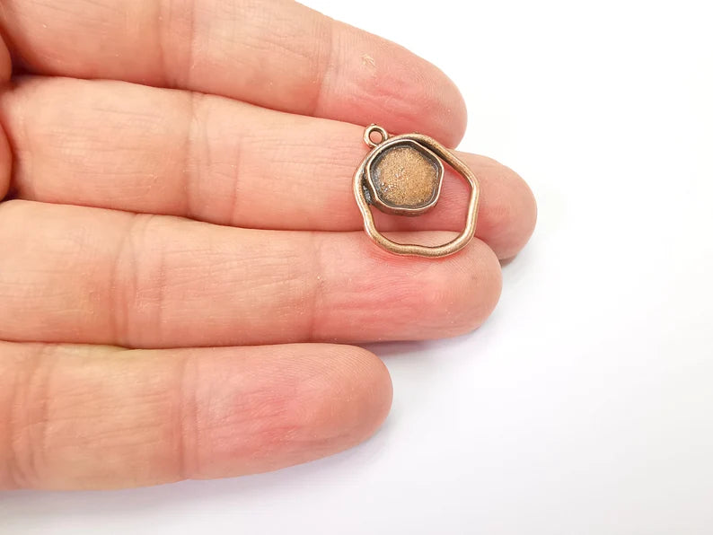 2 Copper Charms Blank Resin Bezel Mounting Cabochon Base Setting Antique Copper Plated Charms (10mm Blank) G33521