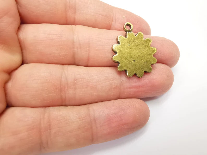 2 Flower Charms Antique Bronze Plated Charms (27x22mm) G33522