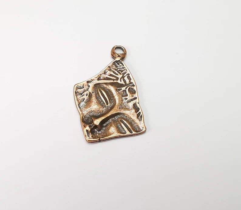 4 Face mythological charms Antique Copper plated charms (39x28mm) G33524