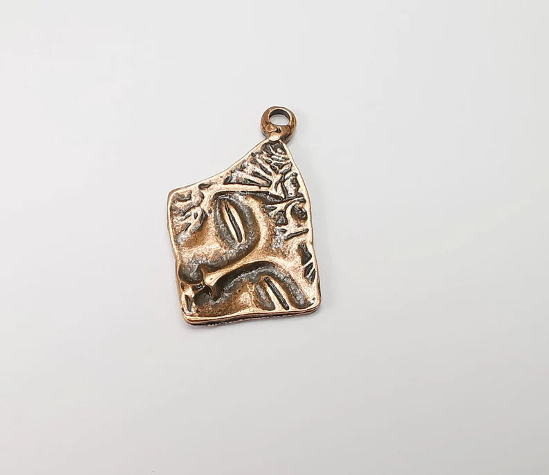 4 Face mythological charms Antique Copper plated charms (39x28mm) G33524
