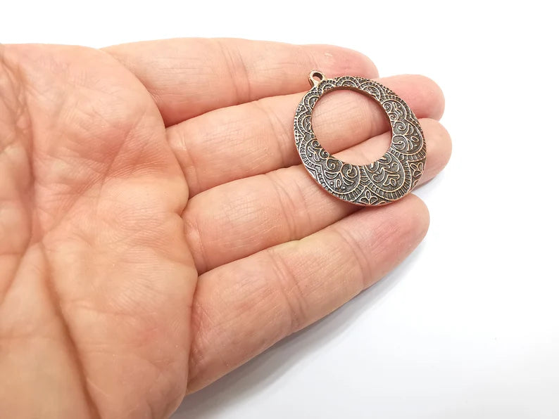 2 Antique Copper Charms Antique Copper Plated Charm (40x36mm) G33528