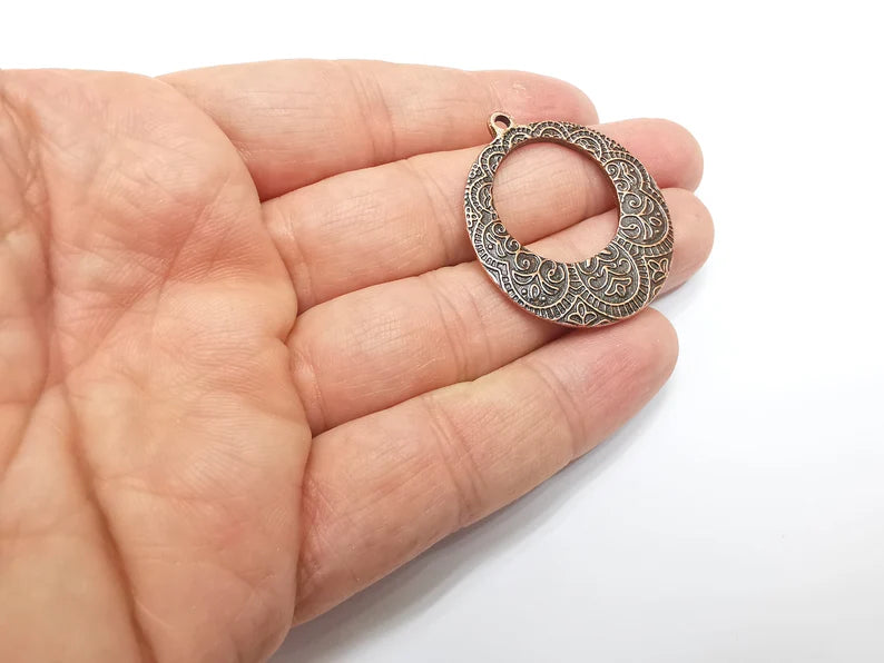 2 Antique Copper Charms Antique Copper Plated Charm (40x36mm) G33528