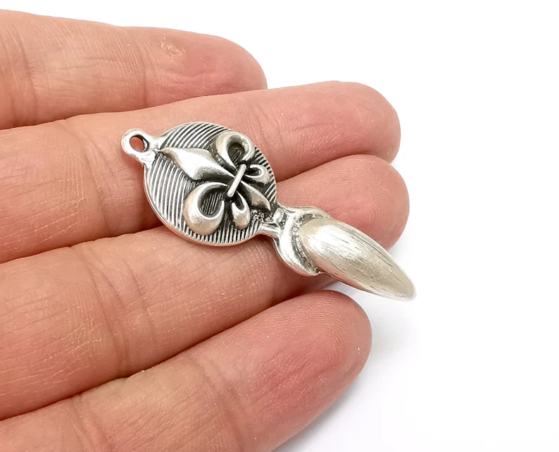 Lily Charms Antique Silver Plated Charms (47x19mm) G33529