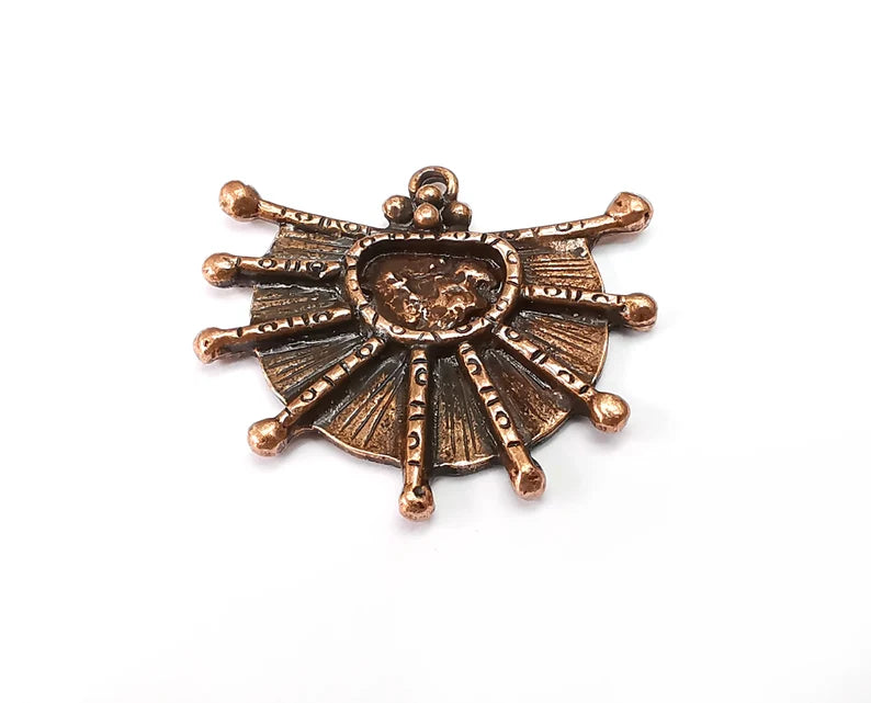 Antique Copper Charms, Antique Copper Plated Pendant (35x31mm)(11x8mm Blank) G33535