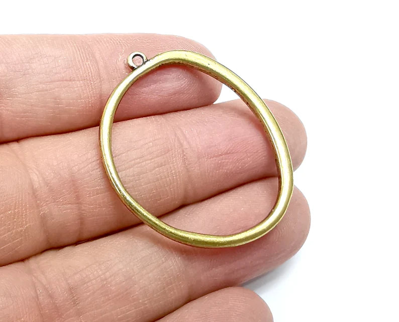 2 Circle Charms, Antique Bronze Plated (40x33mm) G33539