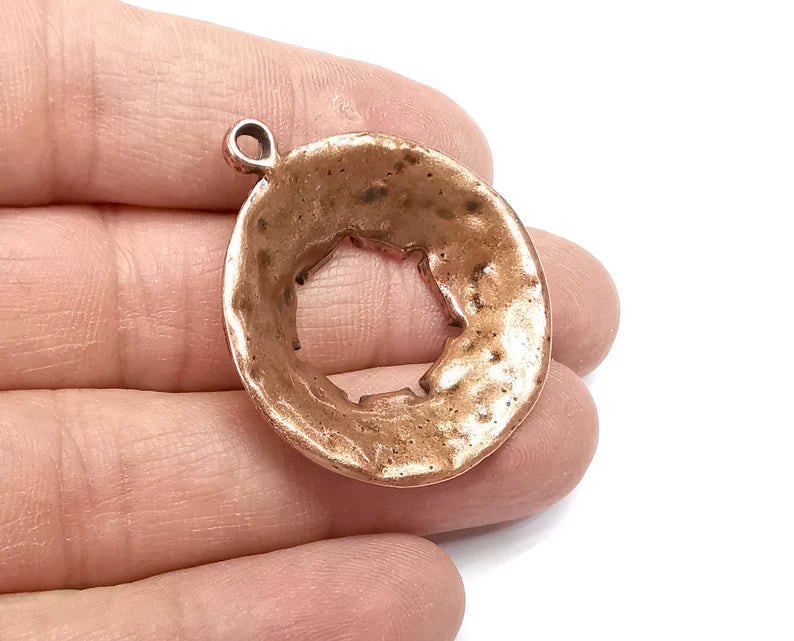 Hole Charms, Antique Copper Plated (39x34mm) G33541