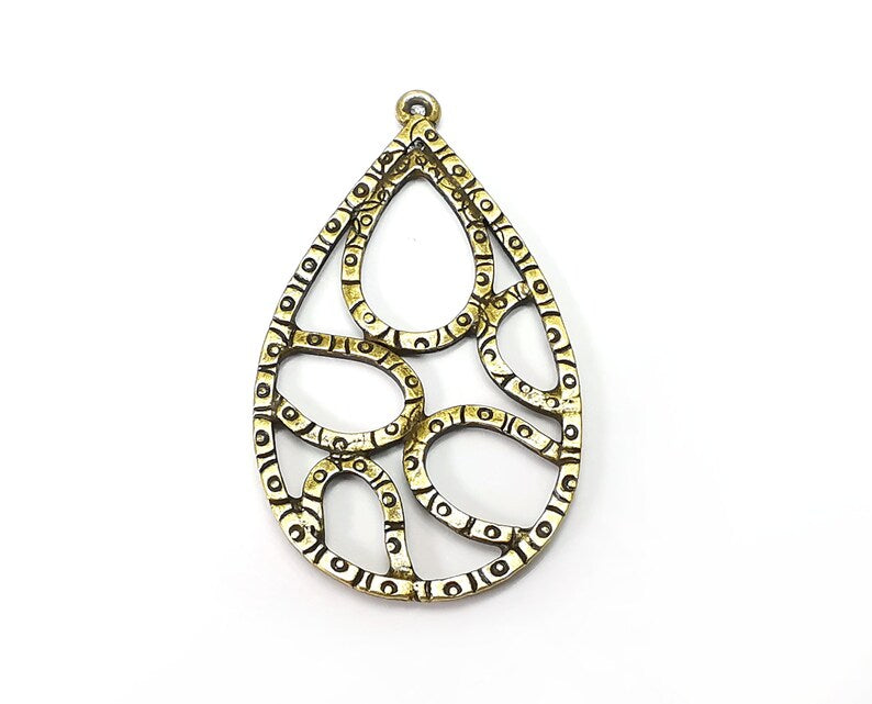 Drop Charms, Antique Bronze Plated Dangle Charms (48x27mm) G33552