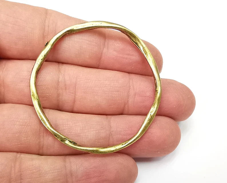 2 Circle Connector Charms, Dangle Charms Antique Bronze Plated Findings (50mm) G33553