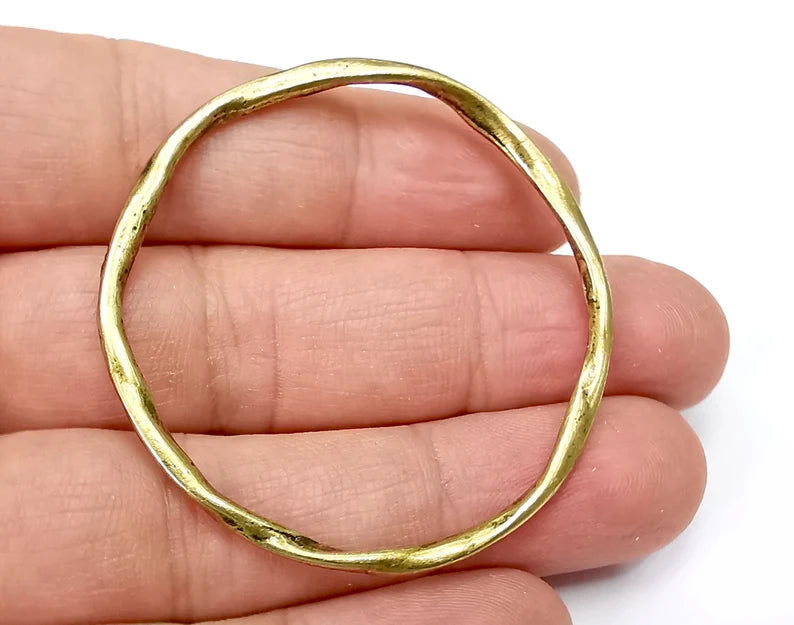 2 Circle Connector Charms, Dangle Charms Antique Bronze Plated Findings (50mm) G33553