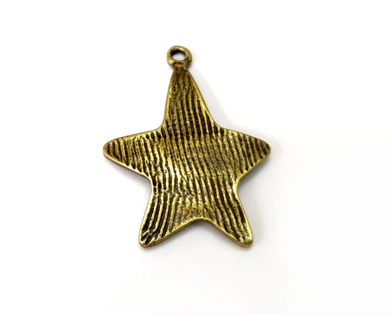 Star Charms, Antique Bronze Plated (43x31mm) G33555
