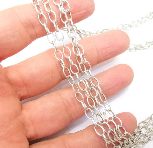 Antique Silver Oval Cable Chain (7x4 mm) Antique Silver Plated Cable Chain G33561