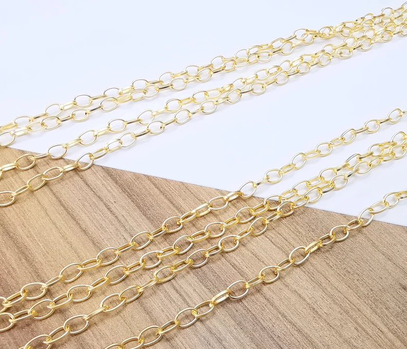 Gold Plated Oval Cable Chain (7x4 mm) Gold Plated Chain G33565