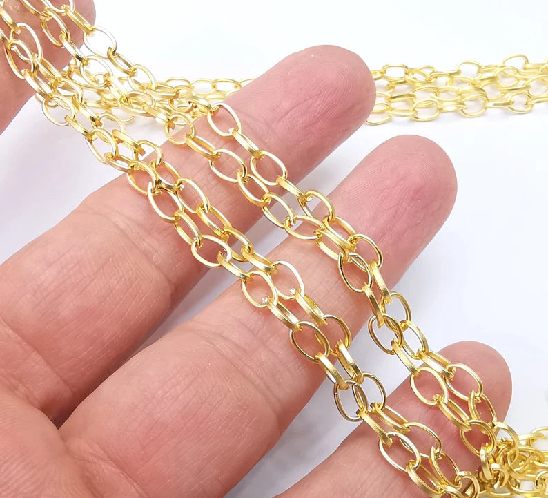 Gold Plated Oval Cable Chain (7x4 mm) Gold Plated Chain G33565