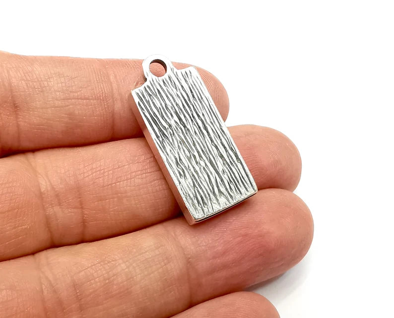 Rectangle Pendant Blanks, Resin Bezel Bases, Mosaic Mountings, Polymer Clay base, Antique Silver Plated (25x12mm) G33496
