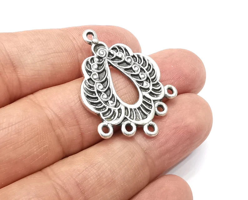 Drop Charms, Connector Dangle Charms Antique Silver Plated (35x28mm) G33497