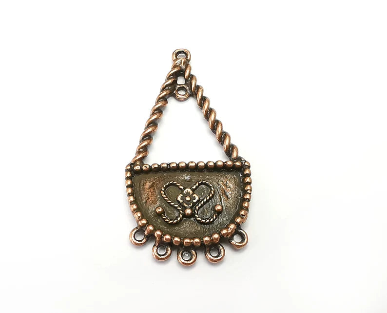 Flower Charms, Connector Antique Copper Plated Dangle Charms (56x28mm) G33576