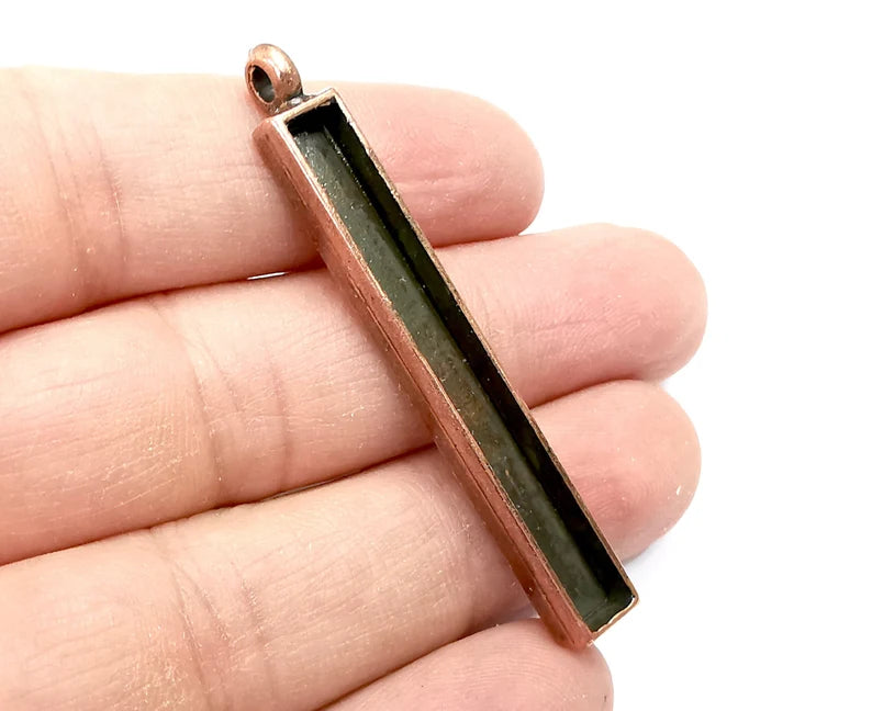 Rectangle Pendant Blanks, Resin Bezel Bases, Mosaic Mountings, Dry flower Frame, Polymer Clay base, Antique Copper Plated (50x5mm) G33581