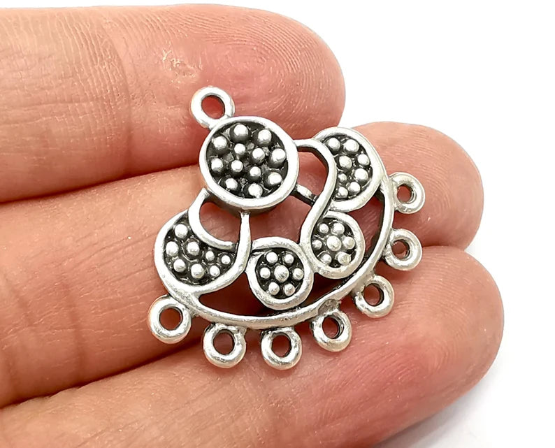 Antique Silver Charms, Connector Antique Silver Plated Dangle Charms (32x28mm) G33507
