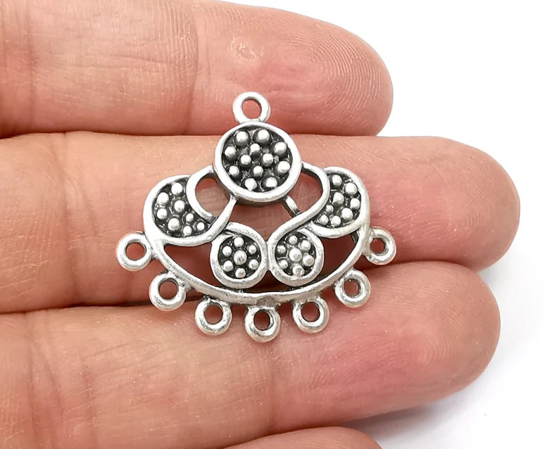 Antique Silver Charms, Connector Antique Silver Plated Dangle Charms (32x28mm) G33507