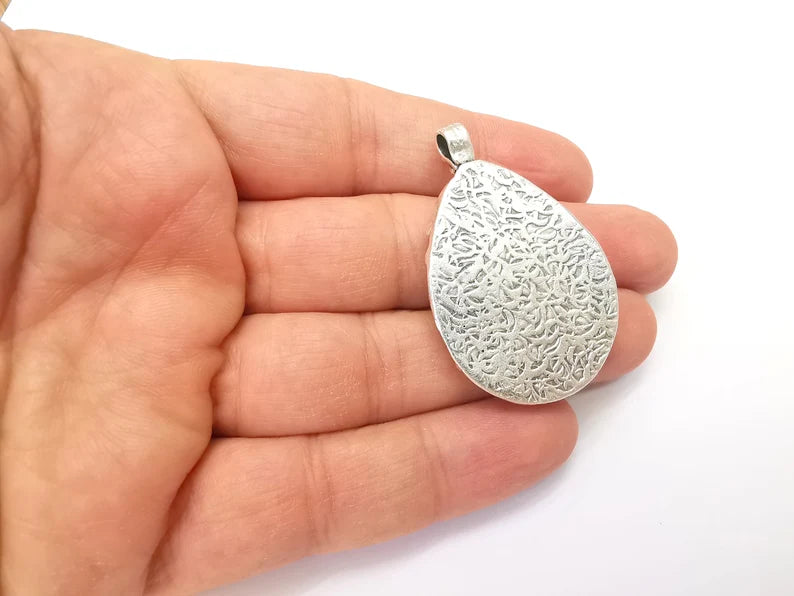 Drop Pendant Blanks, Resin Bezel, Cabochon Bases, Mosaic Mountings, Dry flower Frame, Polymer Clay, Antique Silver Brass (30x20mm) G33592