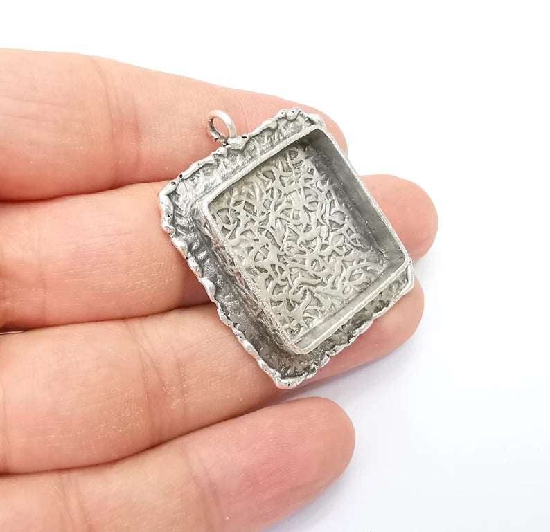 Hammered Pendant Blanks, Resin Bezel, Cabochon Bases, Mosaic Mountings, Dry flower Frame, Polymer Clay, Antique Silver Brass (25mm) G33597