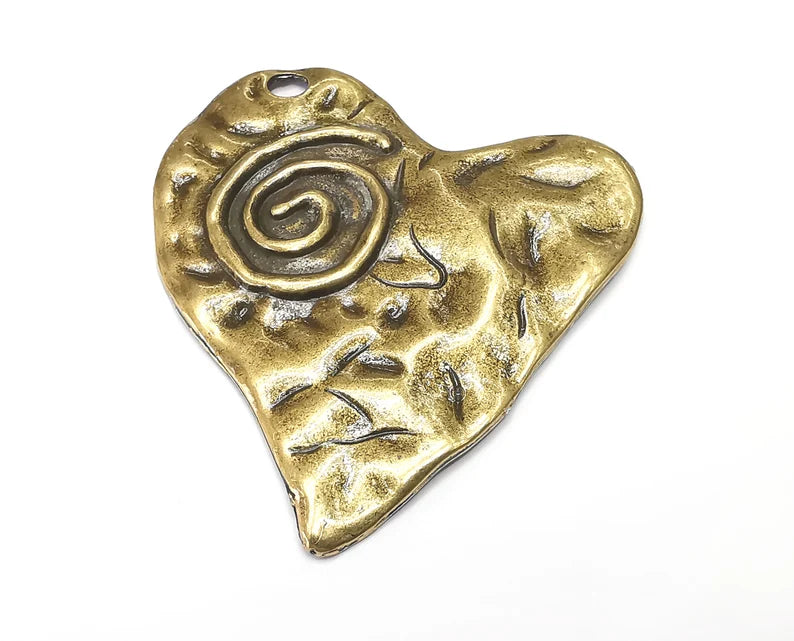 Heart Pendant, Antique Bronze Plated (70x67mm) G33609