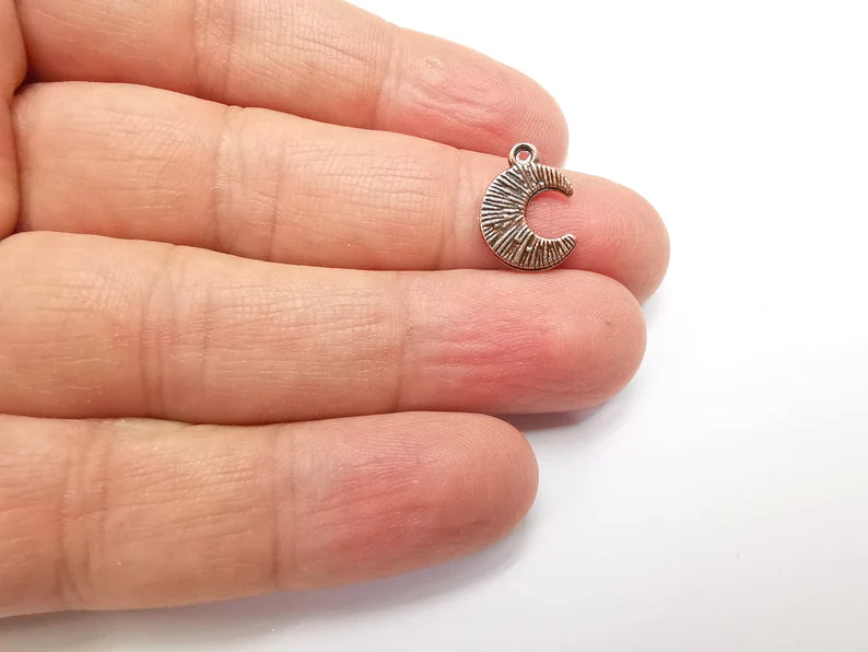 10 Crescent Moon Stars Charms Antique Copper Plated Charms (15x11mm) G33515