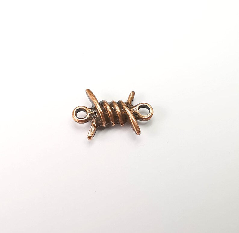 5 Barbed wire Charms Connector, Antique Copper Plated Earring Charms, Bracelet Charms (19x13mm) G33516