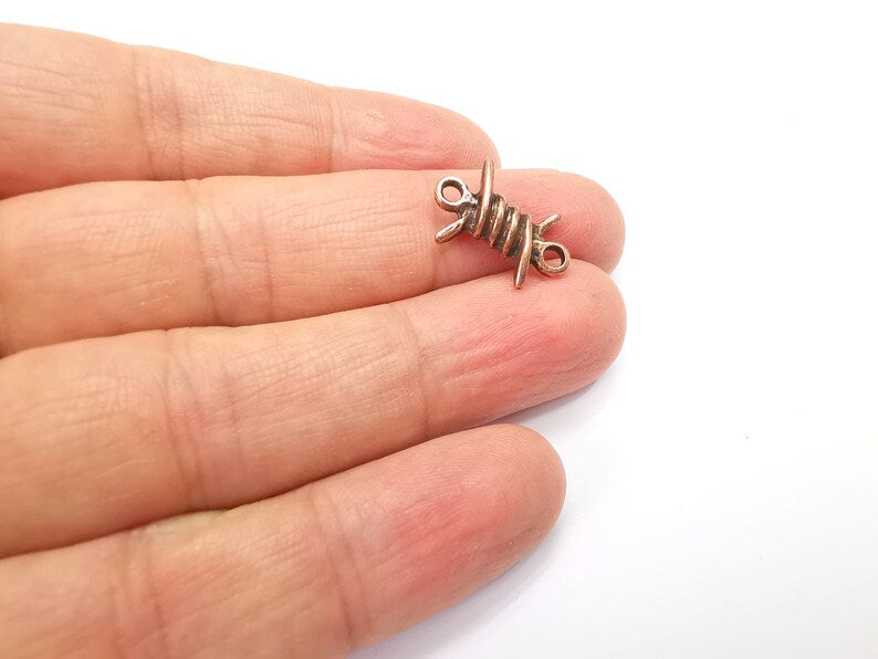 5 Barbed wire Charms Connector, Antique Copper Plated Earring Charms, Bracelet Charms (19x13mm) G33516