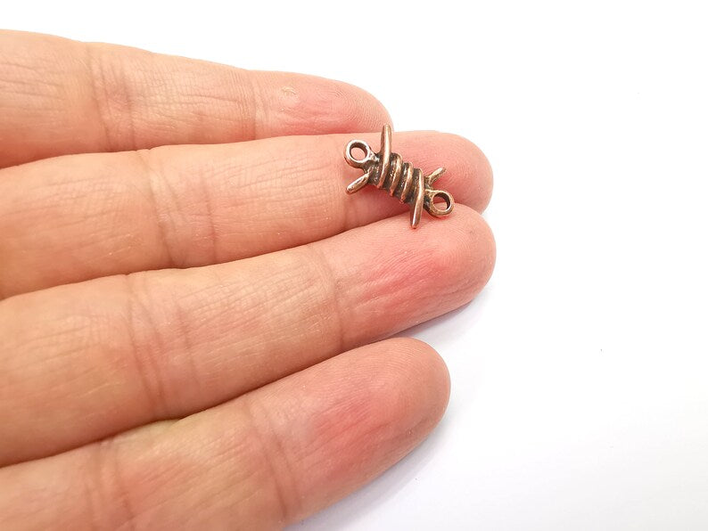 5 Barbed wire Charms Connector, Antique Copper Plated Earring Charms, Bracelet Charms (19x13mm) G33516