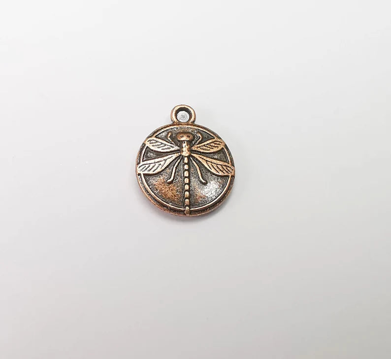 5 Dragonfly Charms Antique Copper Plated Charm (17x14mm) G33520
