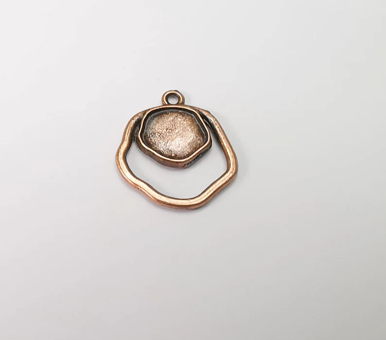 2 Copper Charms Blank Resin Bezel Mounting Cabochon Base Setting Antique Copper Plated Charms (10mm Blank) G33521