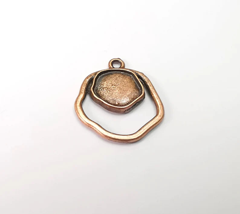2 Copper Charms Blank Resin Bezel Mounting Cabochon Base Setting Antique Copper Plated Charms (10mm Blank) G33521