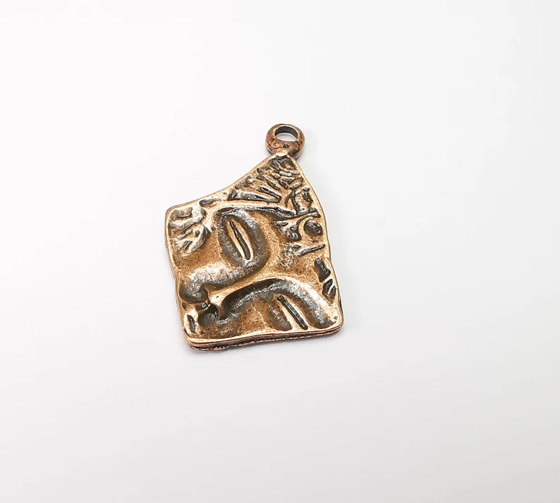 4 Face mythological charms Antique Copper plated charms (39x28mm) G33524