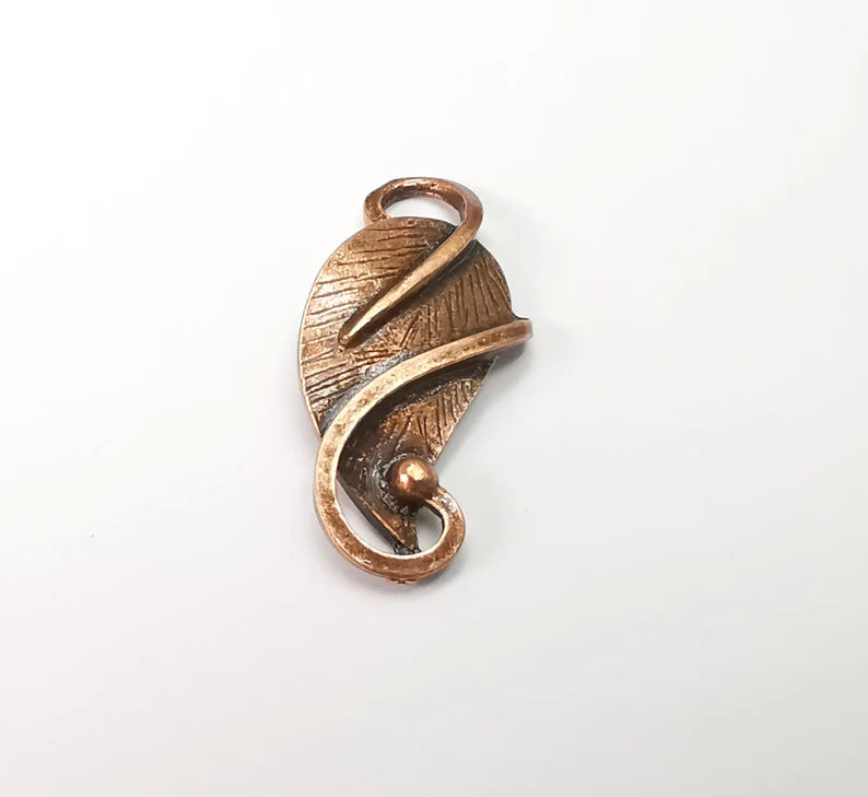 2 Leaf Charms, Antique Copper Plated Dangle Charms (36x17mm) G33527