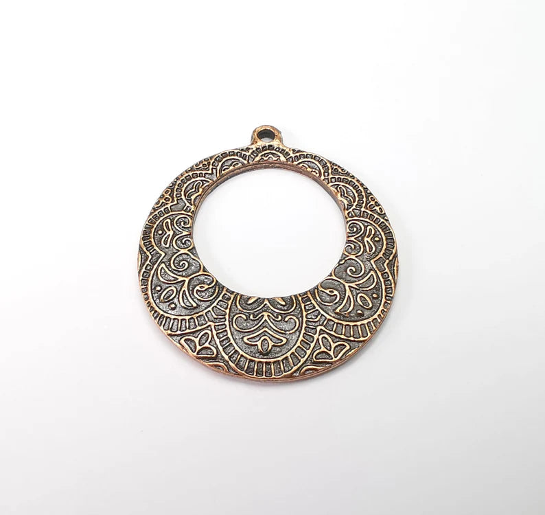2 Antique Copper Charms Antique Copper Plated Charm (40x36mm) G33528