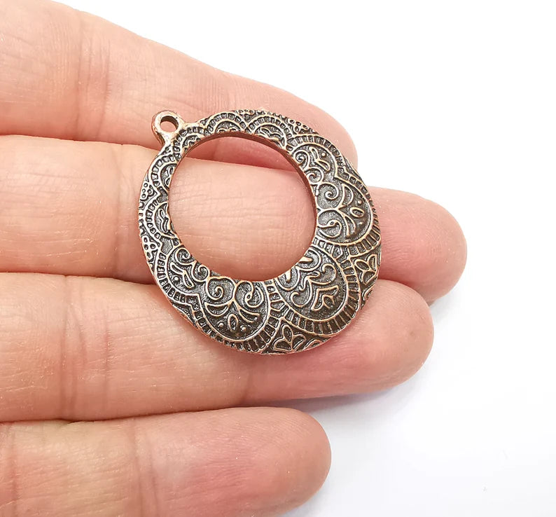 2 Antique Copper Charms Antique Copper Plated Charm (40x36mm) G33528