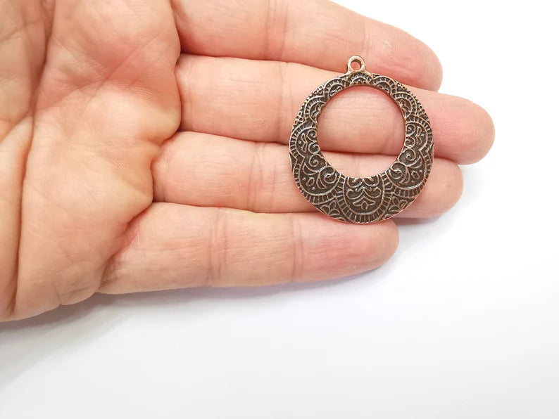 2 Antique Copper Charms Antique Copper Plated Charm (40x36mm) G33528