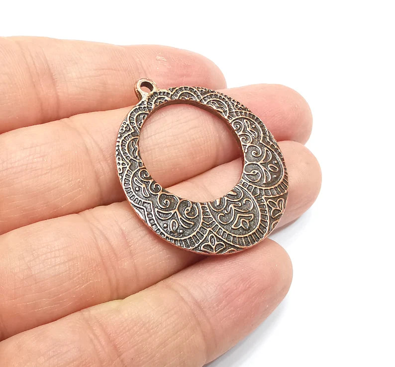 2 Antique Copper Charms Antique Copper Plated Charm (40x36mm) G33528