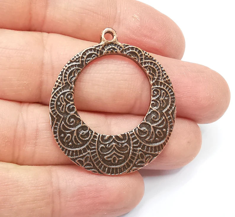 2 Antique Copper Charms Antique Copper Plated Charm (40x36mm) G33528