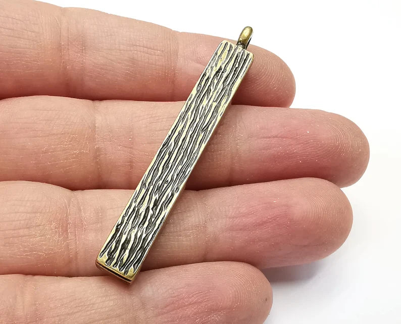 Rectangle Pendant Blanks, Resin Bezel Bases, Mosaic Mountings, Dry flower Frame, Polymer Clay base, Antique Bronze Plated (50x5mm) G33615