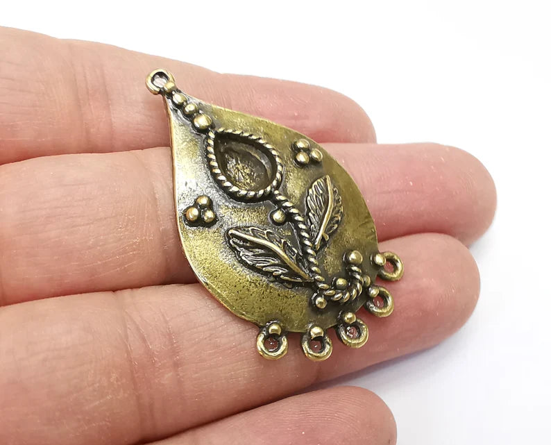 Drop Flower Pendant Blanks, Resin Bezel Bases, Mosaic Mountings, Dry flower Frame, Polymer Clay base, Antique Bronze Plated (10x7mm) G33617